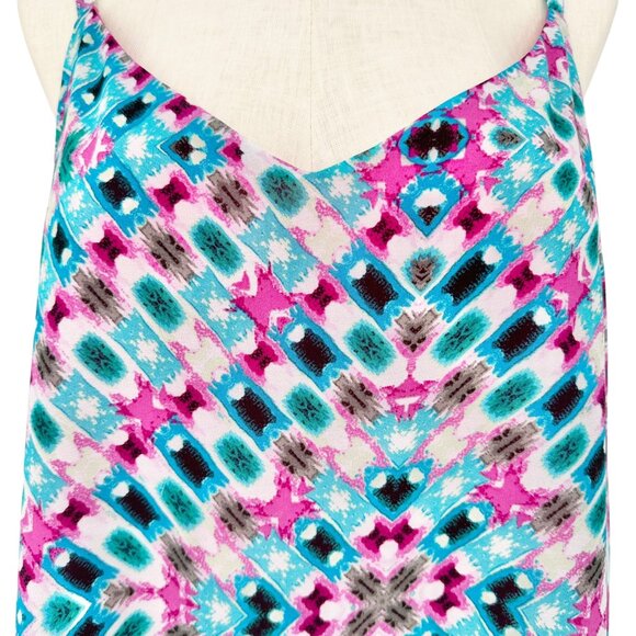 Torrid Tank Top Womens Size 3X Geometric Multicolor Print Solid Pink Underlayer - Picture 2 of 9